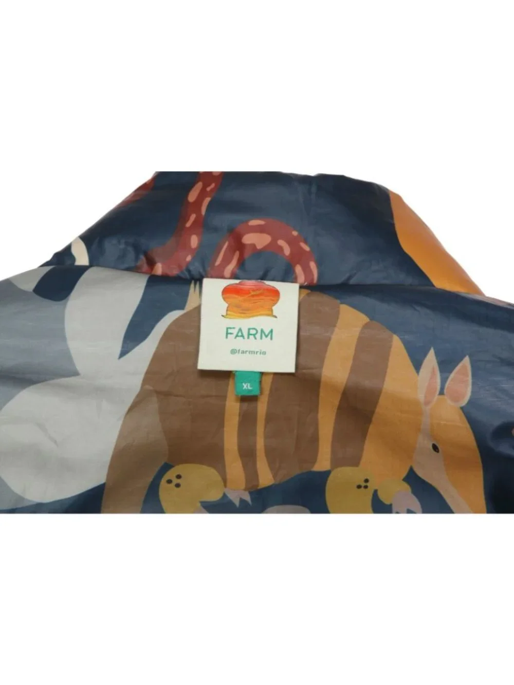 FARM RIO Reversible Striped Rainbow Animal Rainforest Puffer Jacket sz XL /650 - Picture 7 of 11